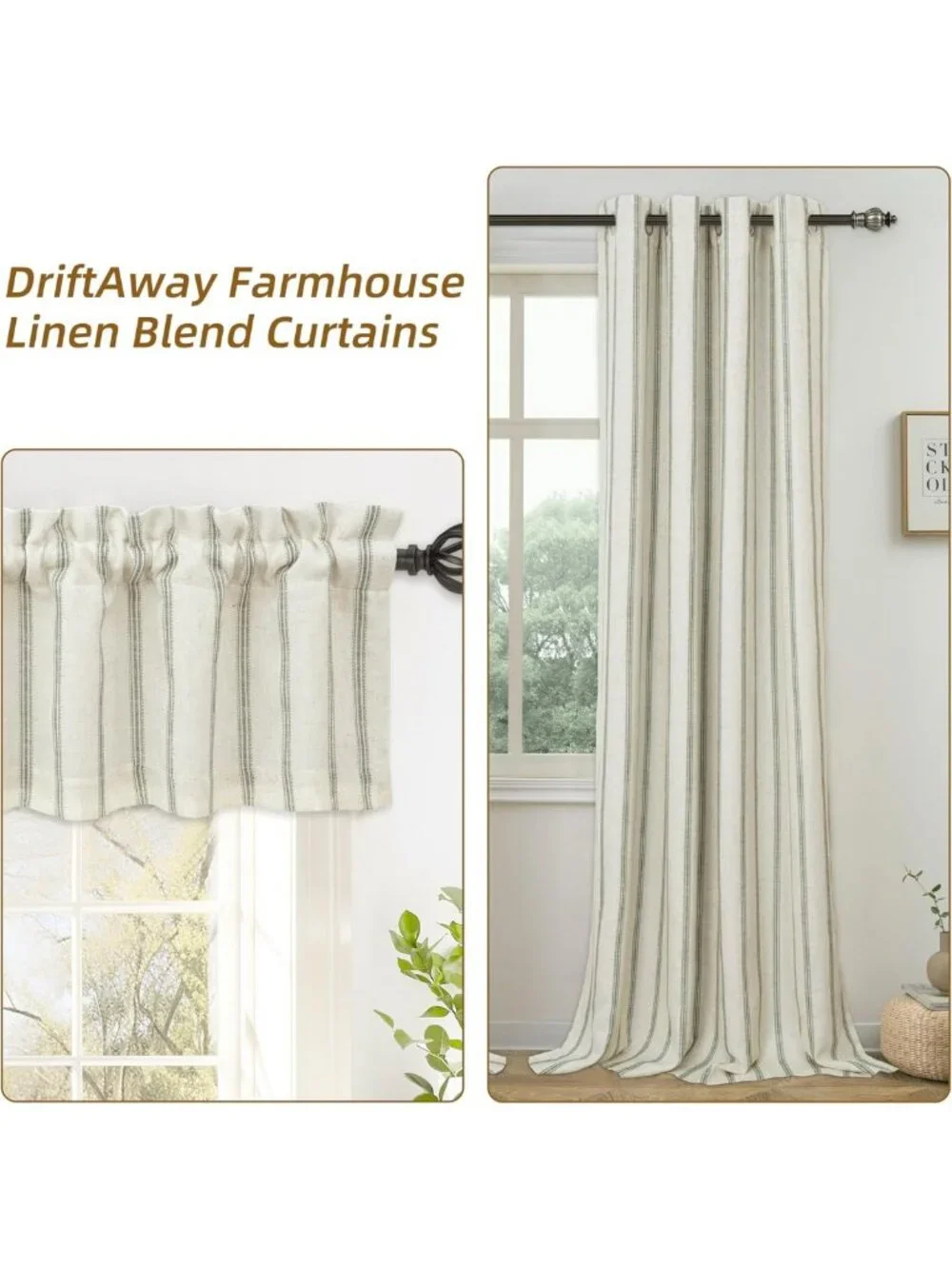 Farmhouse Striped Blackout Curtains 84